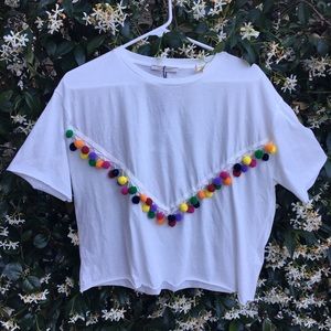 Zara Pom Pom T Shirt